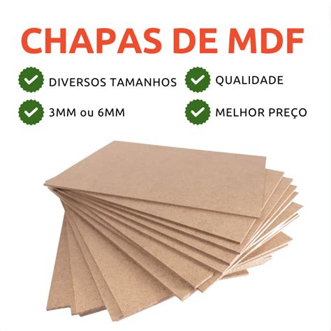 CHAPA PLACA DE MDF CRU 3MM e 6MM DIVERSOS TAMANHOS Sublimação