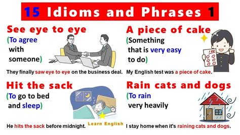 15 Idioms And Phrases 1 With Meanings Pictures And Examples YouTube