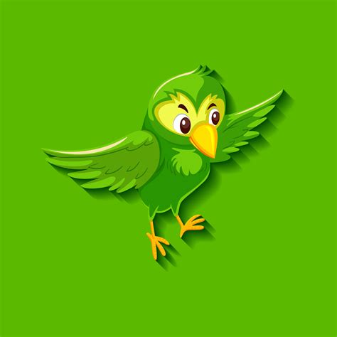 Cute green bird cartoon character 1591244 Vector Art at Vecteezy