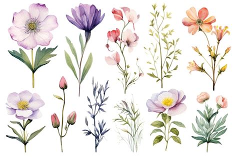 Premium Vector Beautiful Watercolor Flower Clipart Designs