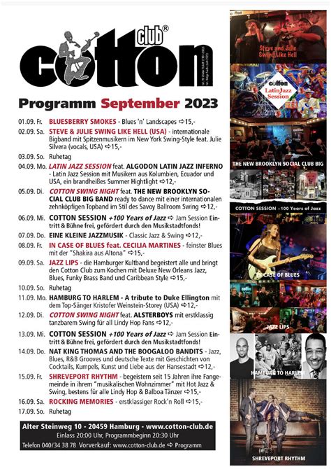 Cotton Club Hamburg On Linkedin Our Program For September Is Ready