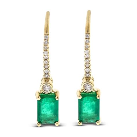 Natural Emerald Dangle Earrings 110 Ct Tw Diamonds 14k Yellow Gold Jared