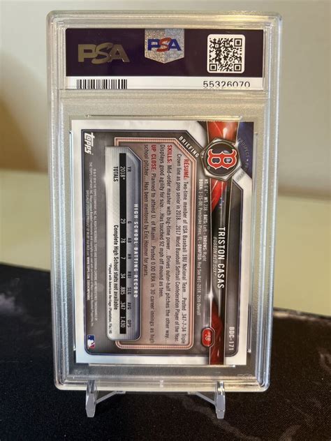 2018 Bowman Draft Chrome Triston Casas PSA 10 Gem Mint RC Boston Red