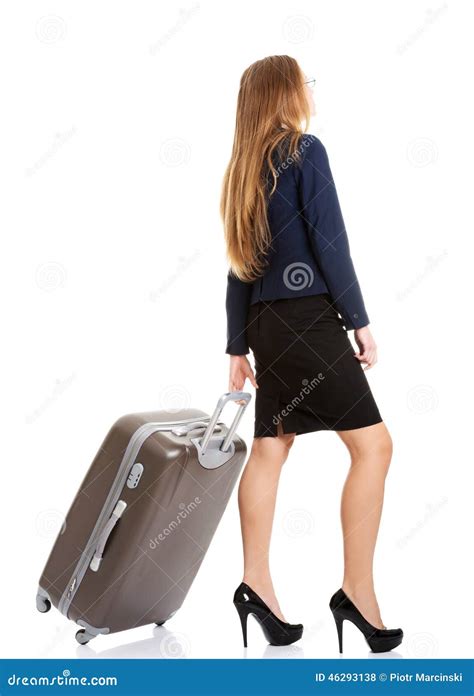 Young Businesswoman Holding Travel Bag Stock Photo Image Of