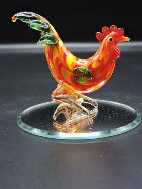 Hand Made Blown Glass Rooster Rooster Buddy Etsy