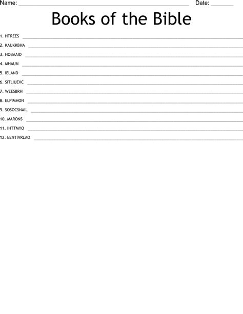Books Of The Bible Scramble