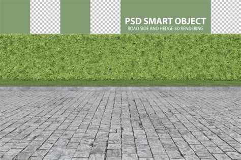 Premium Psd Realistic Road Side And Hedge 3d Rendering Of Isolated