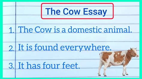 Essay On The Cow In English Ll Lines Essay On The Cow Ll The Cow