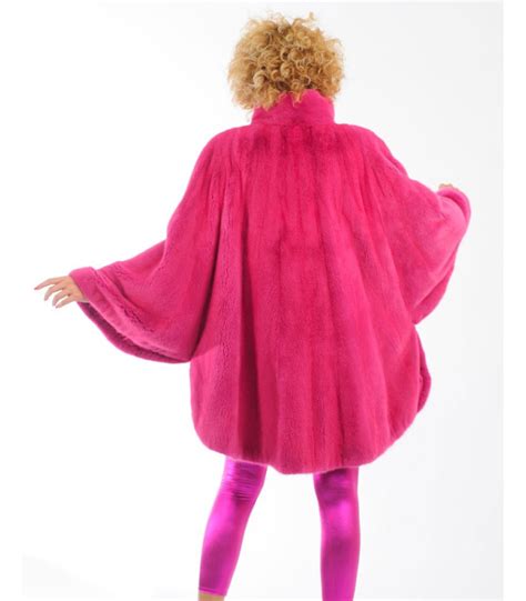 Molly Hot Pink Mink Fur Cape Coat FurHatWorld