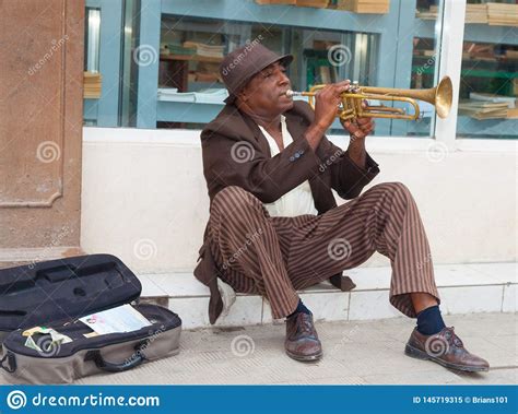 Street Music Cuban Musician Playing The Trumpet In Old Havana