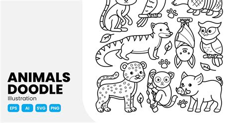 Animals Doodle Illustration, Objects ft. doodle & illustration - Envato ...