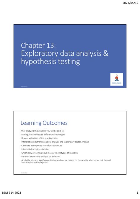 Bem314 Chapter 13 Exploratory Data Analysis Andhypothesis Testing