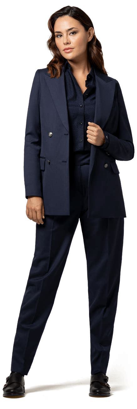 Navy Blue Double Breasted Technical Stretch Woman Suit Sumissura