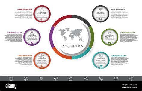 Vector Infographic With Main Circle And 6 Small Circles Circles With