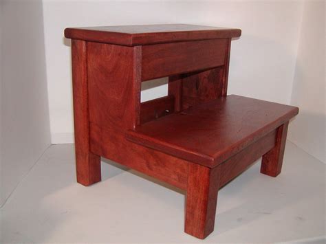 Solid Cherry Wood Two Step Stool Bedside Kitchen By Gouldswoodshop