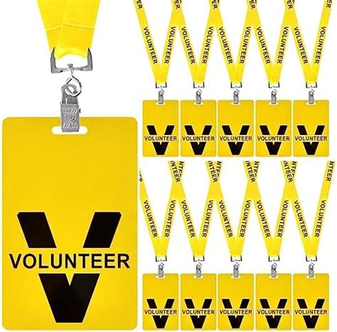 10 Set Volunteer Lanyards With Badges Volunteer Lanyard Yellow