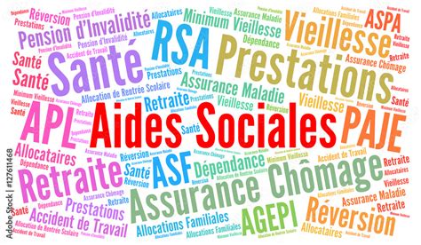 Aides Sociales En France Nuage De Mots Stock Illustration Adobe Stock