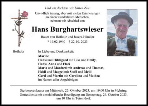 Trauer Burghartswieser Hans Ta Anzeigen Traunsteiner Tagblatt