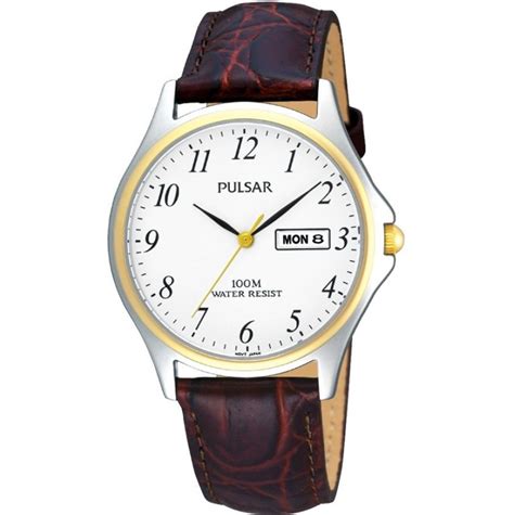 Mens Pulsar Classic Stainless Steel Gold Highlighted Pxf294x1 Watch