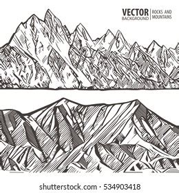 Mountains Ranges Set Nature Sketch Spiky Stock Vector Royalty Free