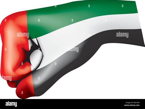 United Arab Emirates Flag And Hand On White Background Vector