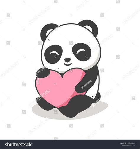 Cute Panda Hugging Heart White Stock Vector Royalty Free 1922424389