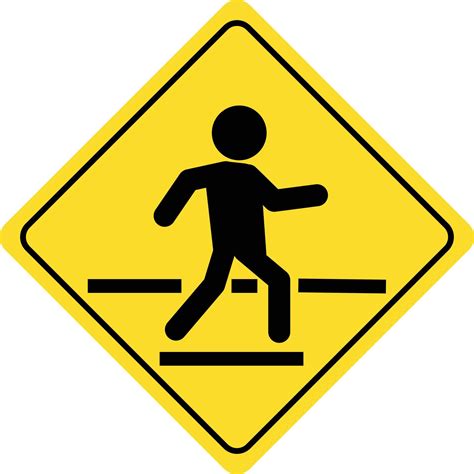 Traffic Road Sign On White Background Pedestrian Crossing Ahead