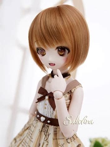 BJD Wig Girl Short Brown High Temperature Hair For YOSD Size Ball