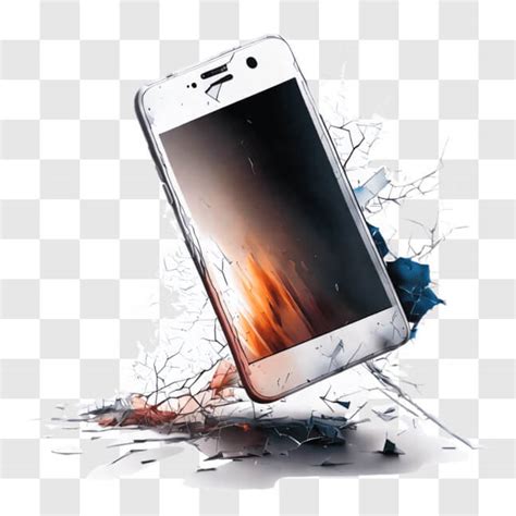 Baixe Smartphone Branco Quebrado Suspenso No Ar Png Creative Fabrica