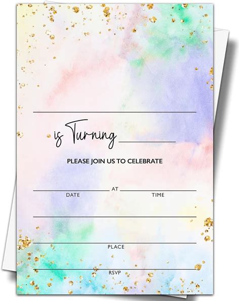 Amazon Ystep Rainbow Birthday Party Invitations Invite Cards