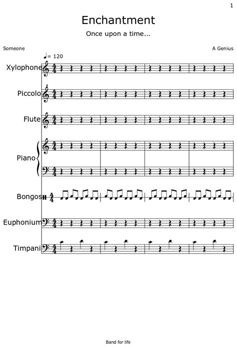 Enchantment Sheet Music For Xylophone Piccolo Flute Piano Bongos