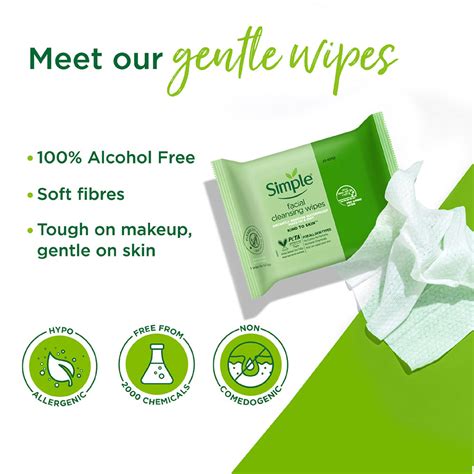 Facial Cleansing Wipes 25 Wipes Simple Skincare