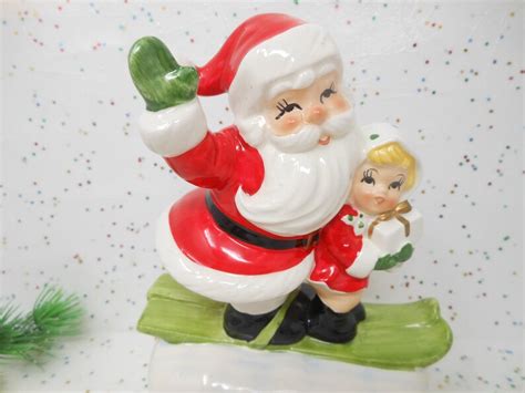 Vintage Lefton Santa Christmas Music Box Japan Ceramic Jingle Etsy