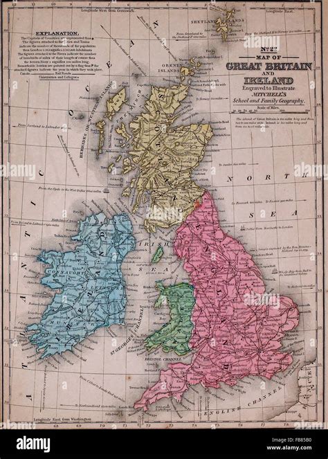 Karte von Großbritannien und Irland ca 1861 Stockfotografie Alamy