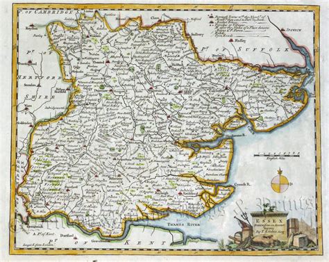 Essex Drawn From An Accurate Survey By T Kitchin Geog C 1786 Ex Boswell Atlas Welland