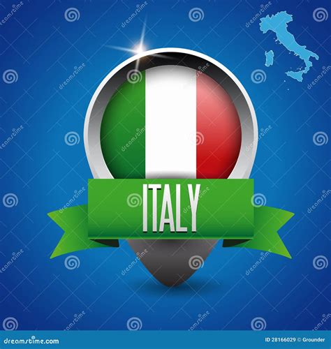 De Vlag En De Kaart Van Italië Met Lint Vector Illustratie