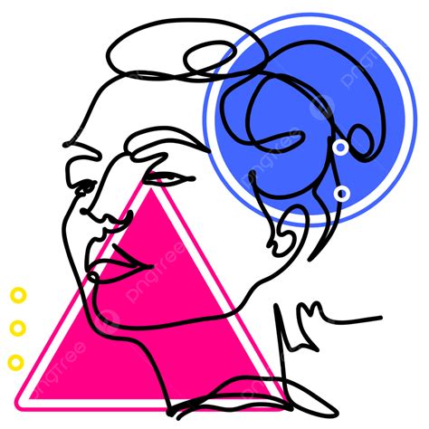 Female Line Art One Continuous Abstract Face By Drawing With Shape Colorful One Line Drawing