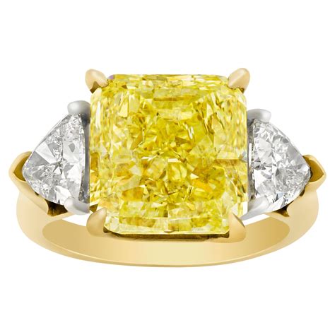 Hexagon Fancy Intense Yellow Diamond Ring Carat For Sale At