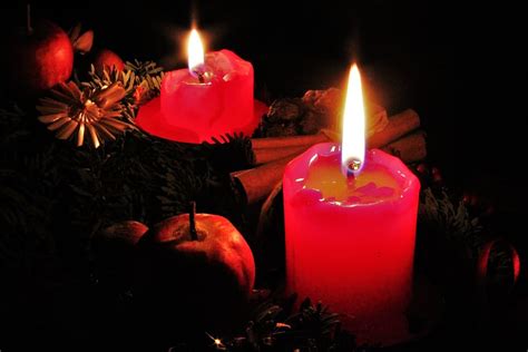 Hd Wallpaper Two Lit Red Candles Second Advent Candlelight Two