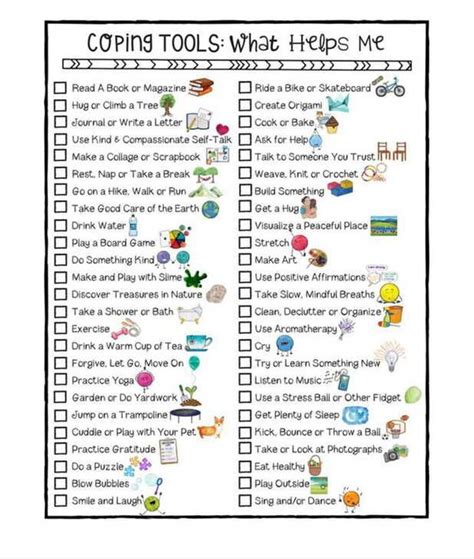 Coping Tools Action Plan Worksheet Sunrise Elementary School