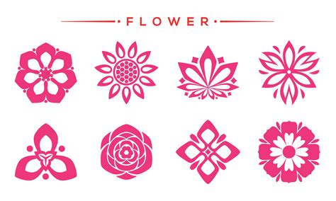 Pink Flower Vector Collection 9733539 Vector Art At Vecteezy