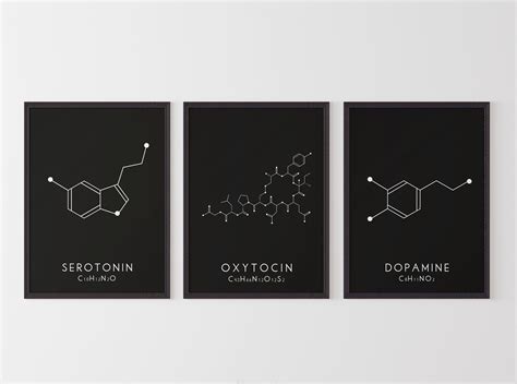 Molecule Printable Art Set Serotonin Oxytocin Dopamine Digital Print