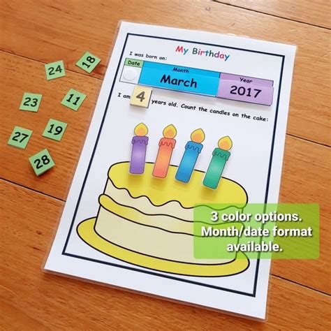 My Birthday Printable Busy Book Page Learn Age and Birth - Etsy