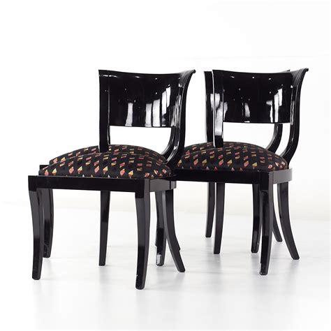 Klismos Style Mid Century Black Lacquer Dining Chairs, Set of 4 For Sale at 1stDibs | black ...