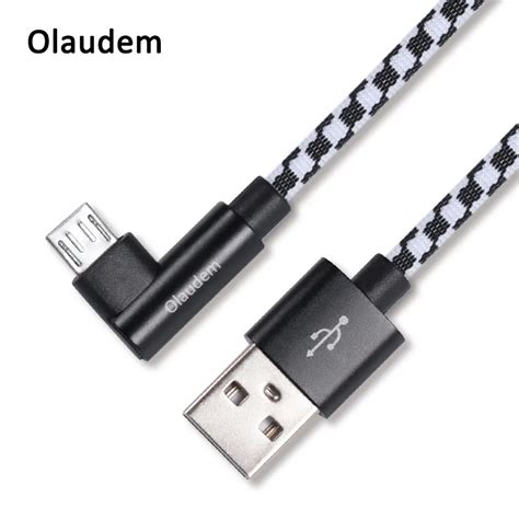 Olaudem Nylon Braided Micro USB Cable 90 Degree USB Micro USB Cable