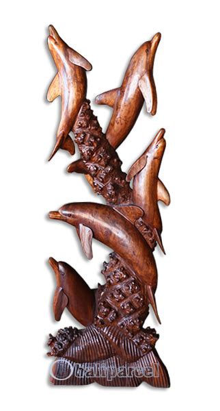 Wooden Dolphins Hand Carved From Suar Wood Bali Parcel