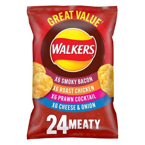 Walkers Meaty Variety Multipack Crisps 24 X 25g Multipack Crisps