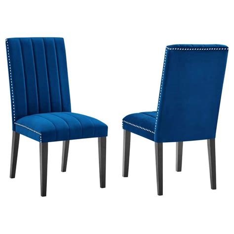 Modway Catalyst Navy Performance Velvet Dining Side Chairs Set Of