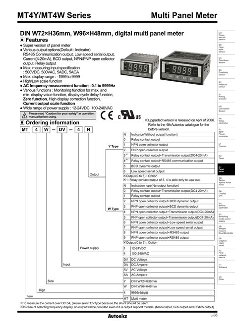 Autonics Mt W Series Digital Multi Panel Meter Instruction Off