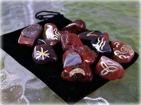 Genuine Petrified Wood Gem Witch 13 Rune Set By Islandbeadboutique 15